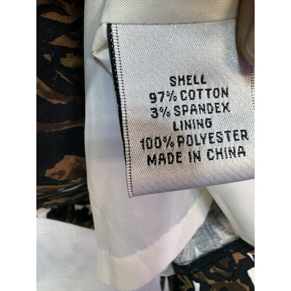 Talbots Petites Stretch Floral Print Dress Size 2 Black & Brown Belted - Picture 4 of 8